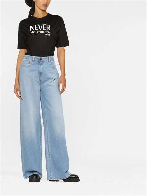 versace wide leg jeans|Versace denim jacket women.